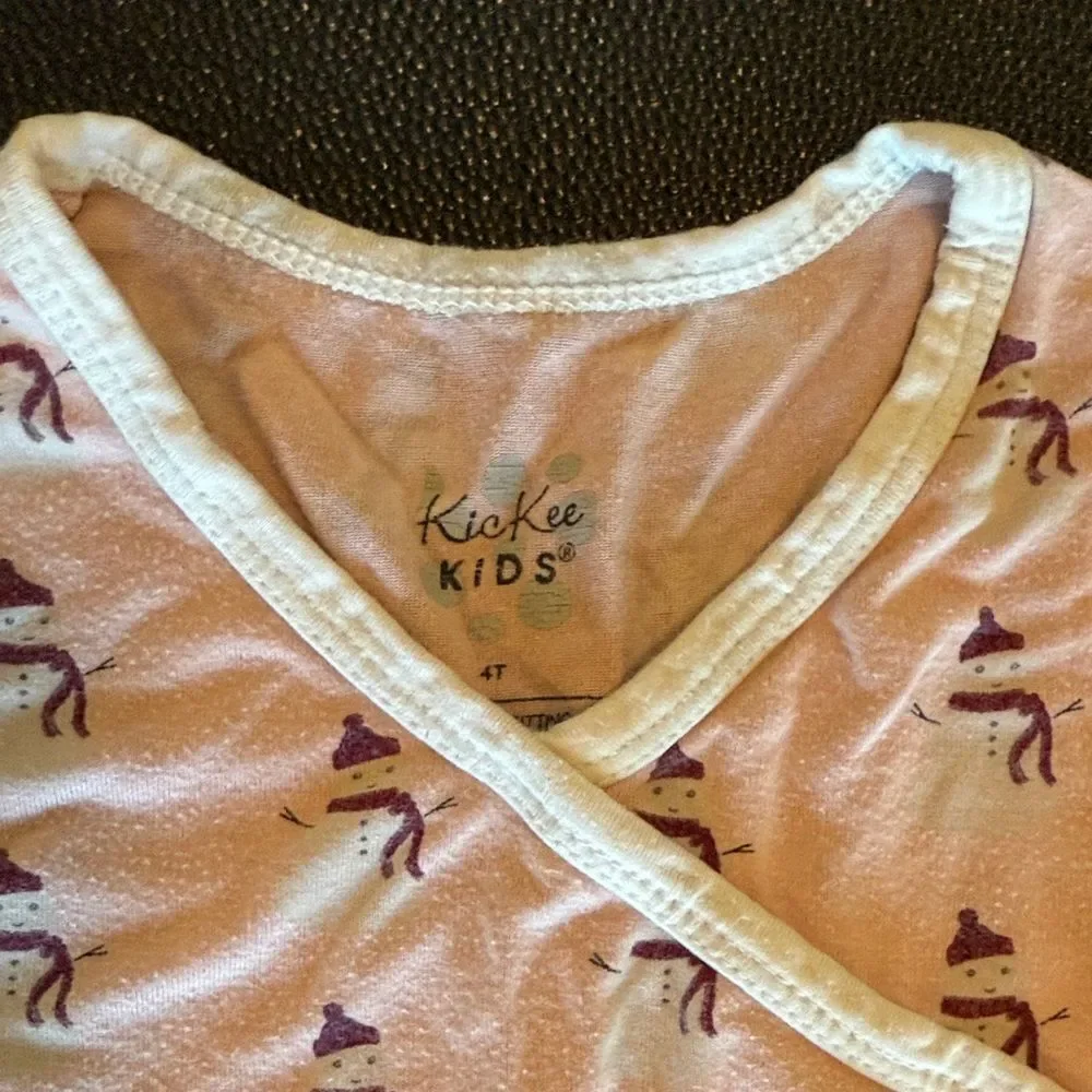 Kickee Pants Light Pink Snow man Pajama Set size 4T